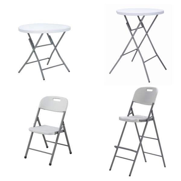 Mail Packing Portable Round Plastic Metal Folding Dining Table for Modern Design Style