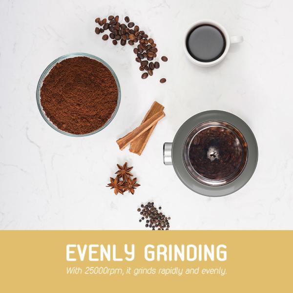 Grey Electric Coffee Grinder SS304 150W Handheld Coffee Bean Grinder