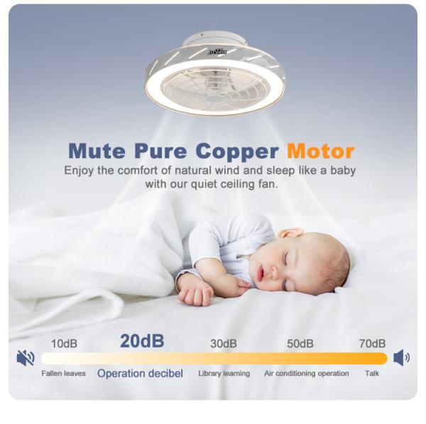 Ventilador de teto LED com comando remoto e lâmina ABS