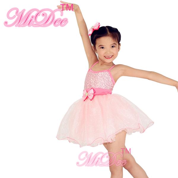 Pinky Tutu Dance Dress Leotard Under Mesh Spandex Polyester Material For Solo Dance Performance