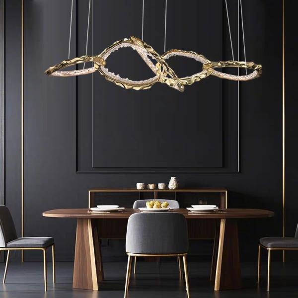 Light luxury copper ring staggered chandelier restaurant living room creative luxury decorative lamps