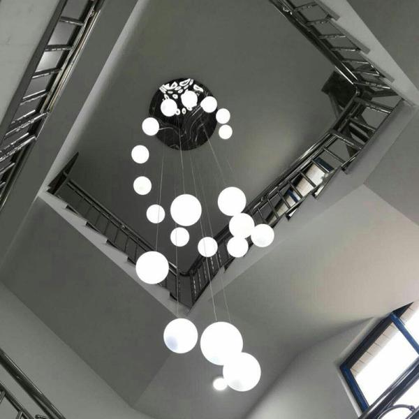 White hurricane glass pendant lights for indoor home Stairs Lighting (WH-GP-12)