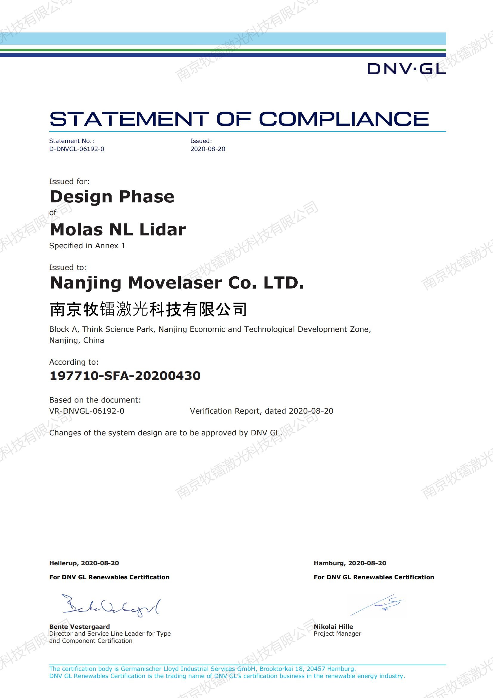 Nanjing Movelaser Co., Ltd. Сертификации