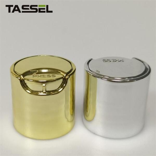 Shiny Gold UV Coated Plastic Bottle Cap 24/410 Disc Top Cap for Lotion