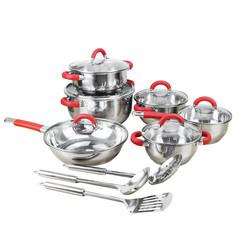 Home Cooking Set 15pcs Cooking Pot Set 16cm Sauce Pot 18cm 20cm 24cm Cookware Set