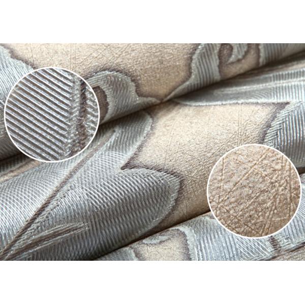 Light Grey Victorian Damask Wallpaper Waterproof with Vinyl Material , 0.53*10M Size