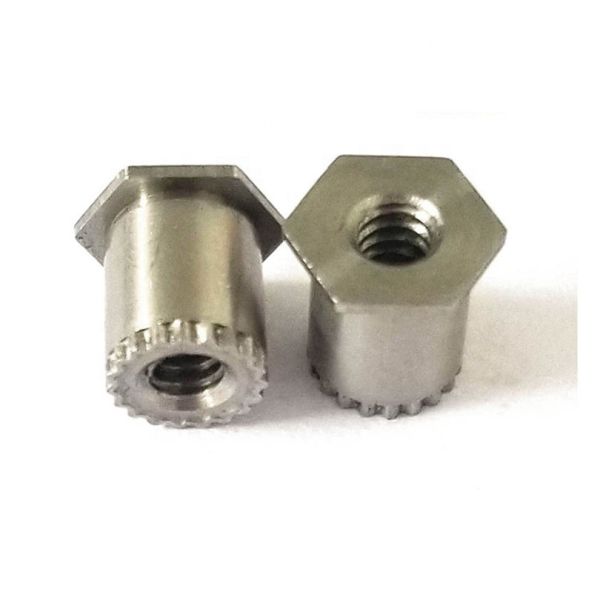 Metric Stainless Steel Annular Serrated Rivet Stud Hex Head Fully Threaded Polished