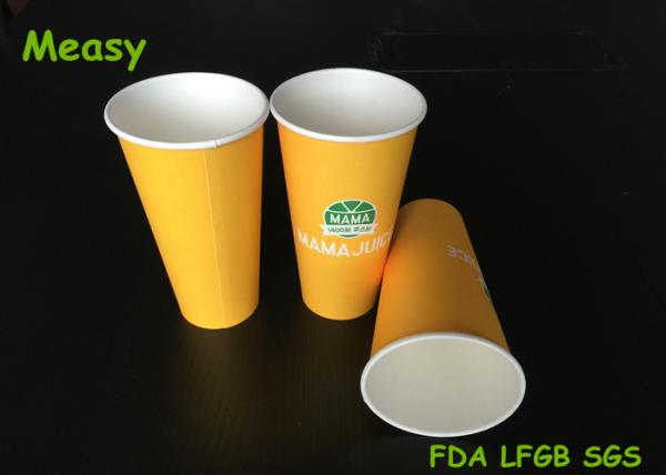 22OZ Hot Single Wall Paper Cups insulated eco disposable tea cups Bright Yellow Green Wholesale