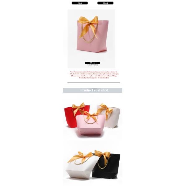 Compact Gorgeous Cardboard Paper Gift Tote Bag Bowknot Ornament for Birthday