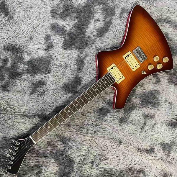 Custom BURN WASH Shaped Left Handed Electric Guitar Flamed Tiger Maple Veneer Color can be Customized