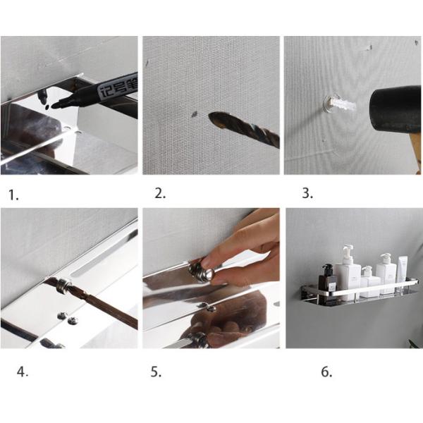 Heavy Duty Wall Mounted Kitchen Shelf With Mirror Polishing Finish CE Certified