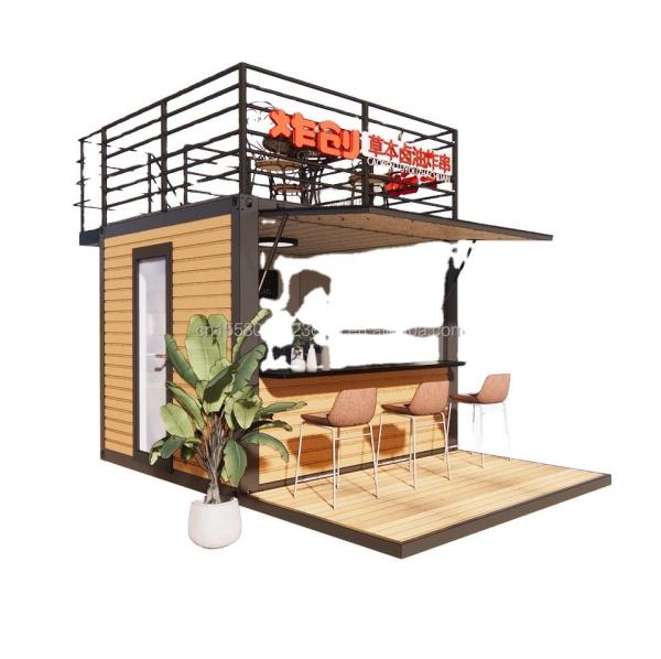10 pieds de design moderne de restauration rapide Mini Pop-Up Shop Pack plat conteneur en acier pour le parking à l'extérieur Café Café Bar Carport