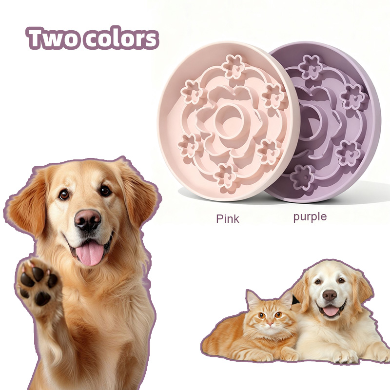 Anti-Choking Eco-friendly Silicone Solid Pattern Slow Feeder Dog Bowl with Suction Cup for Dogs