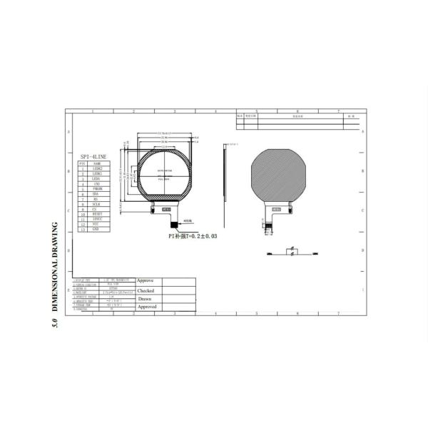1.22 Inch Round TFT Display 240(RGB) x208 Resolution 13 PIN 4Line SPI  Interface Driving IC ST7789V  300C/D brightness