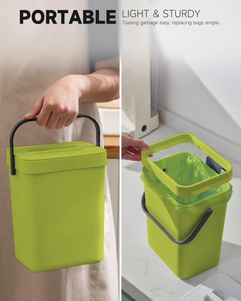 Household Kitchen Three-color Wall Hanging Plastic Trash Can with Lid