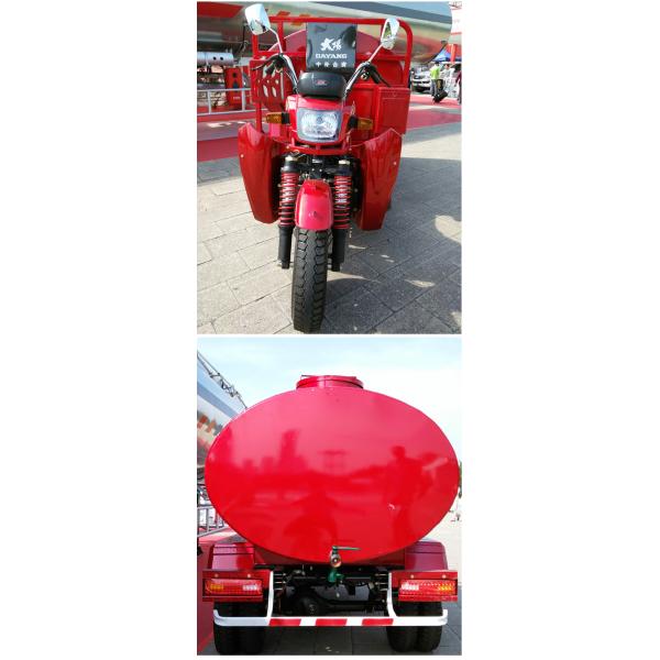 Spacious 3-wheel rainwater storage tank tricycle with 5.00-12 tires and 12V28A battery