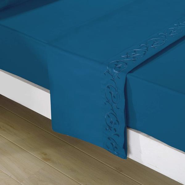 NO Filling Elegant and Modern Scroll Flowers Embroidered Sheet Set 4pcs 100% Polyester