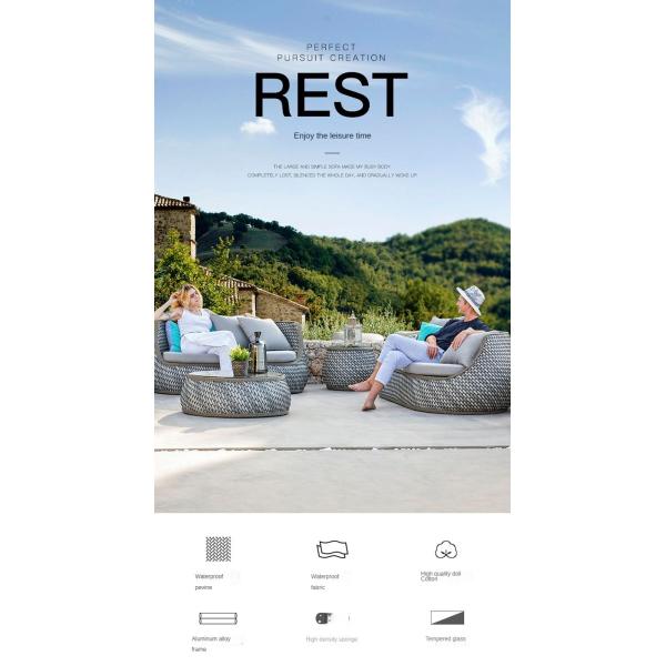 High-End Hand Knitted Chair Outdoor Villa Hotel Garden PE Rattan Sofa And Table Set