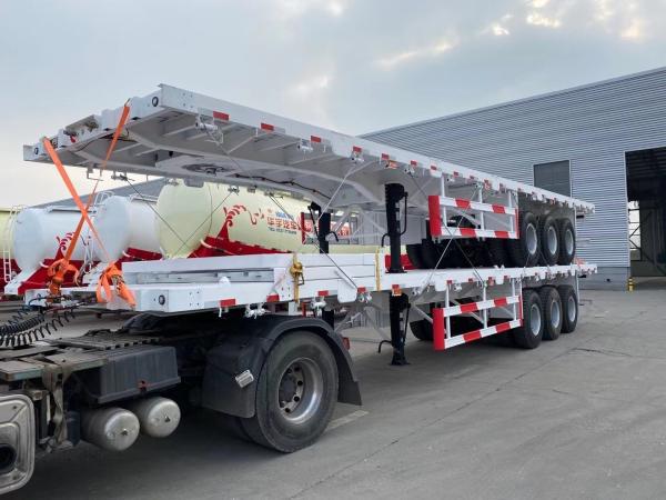 1840mm Tread 3 Axles Low Bed Container Trailer With Air Suspention And Jost Kingpin