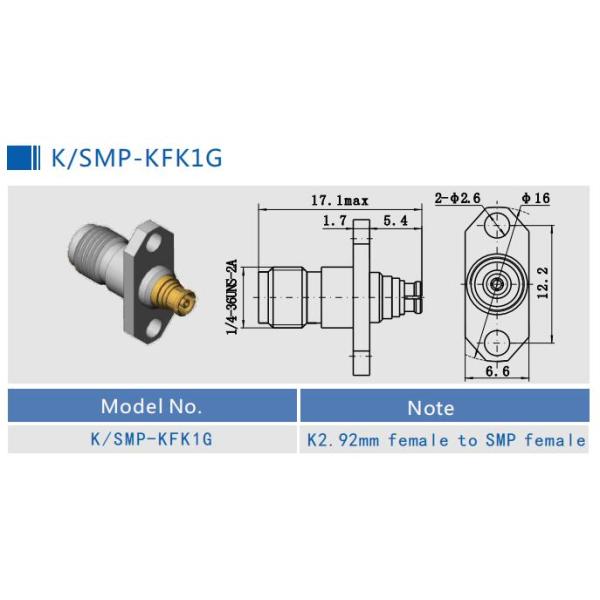 Женщина переходника k соединителя RF нержавеющей стали к типу SMP женскому прямому