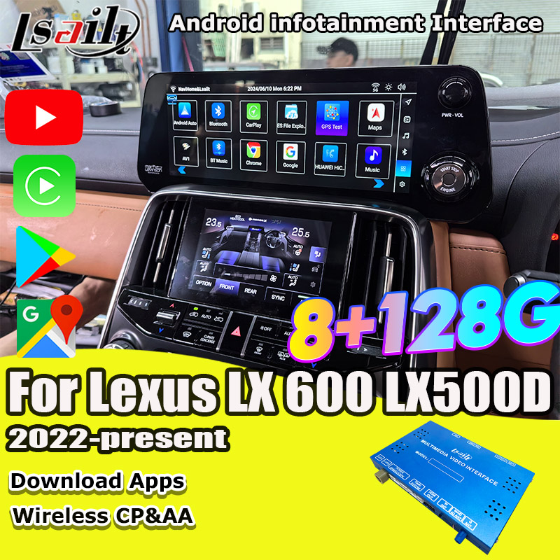 Lsailt Qualcomm Android видеоинтерфейс для Lexus LX600 LX500d RX ES NX 2021- Поддержка YouTube, NetFlix, беспроводной CarPlay