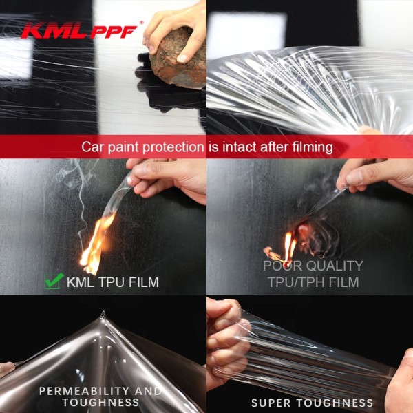 KML 6.5 Mil Self-Healing TPU Window Tint Film Anti-Scratch Car Windshield Self-Adhesive Side & Rear Auto Window Protection