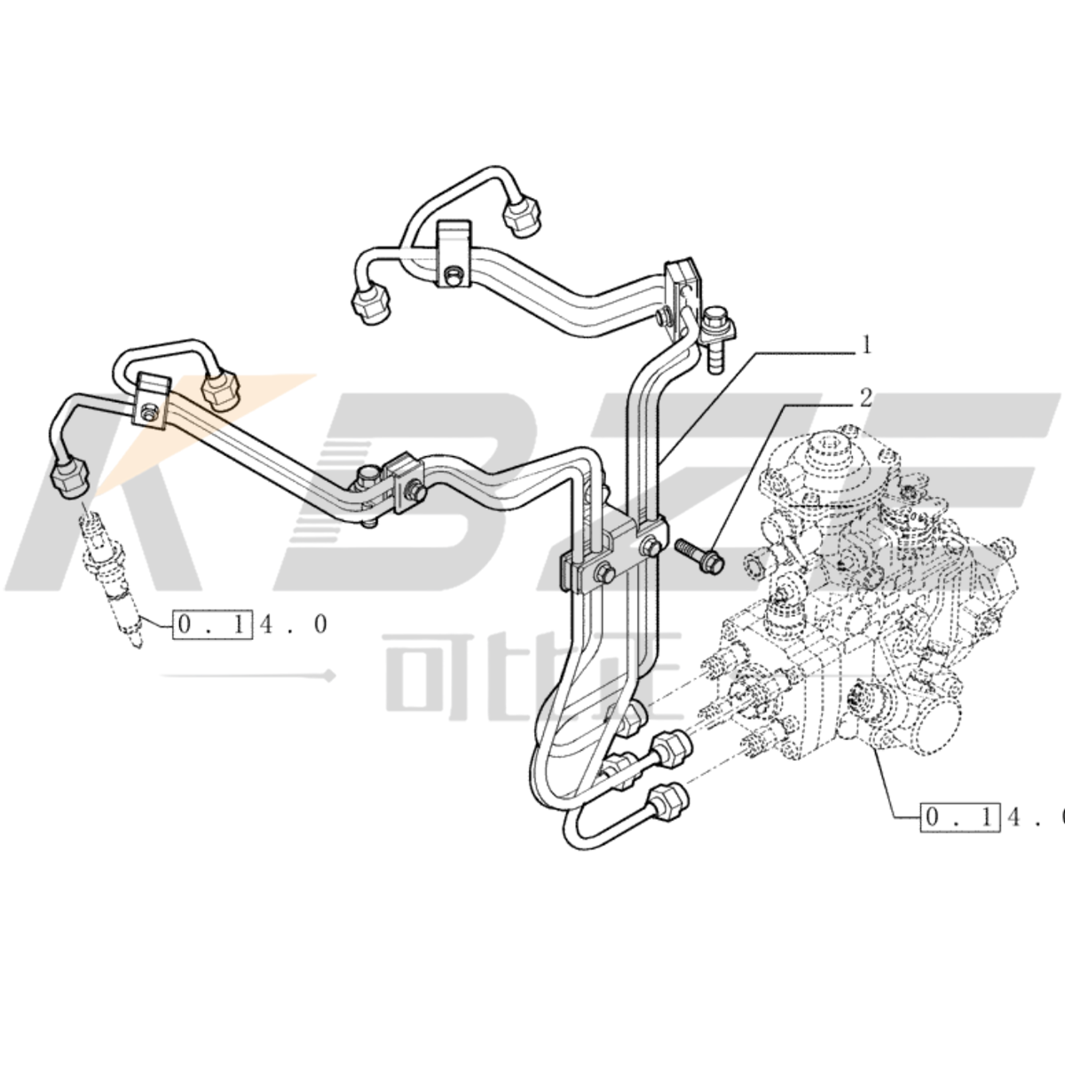 KBZE BRAND 2852075 FUEL LINES FOR CASE NEW HOLLAND F4DF3613G P110 P70 ENGINE 430 450 580 590 BACKHOE