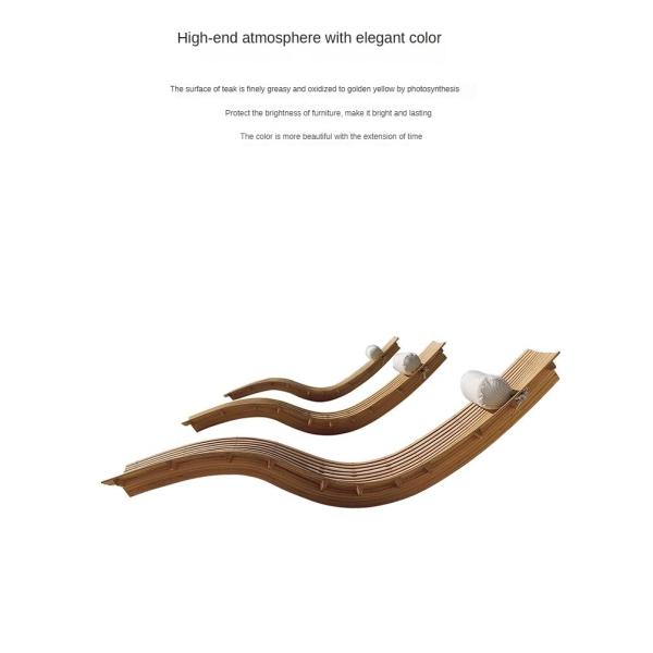 Simple Modern Garden Pool Teak Wood Aluminum Leisure Chair Lounge Bed For Sleeping