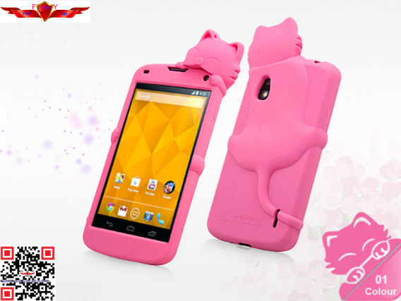Fashion Design Colorful Cartoon Silicone Cover Case For LG Nexus 4 E960 High Quality