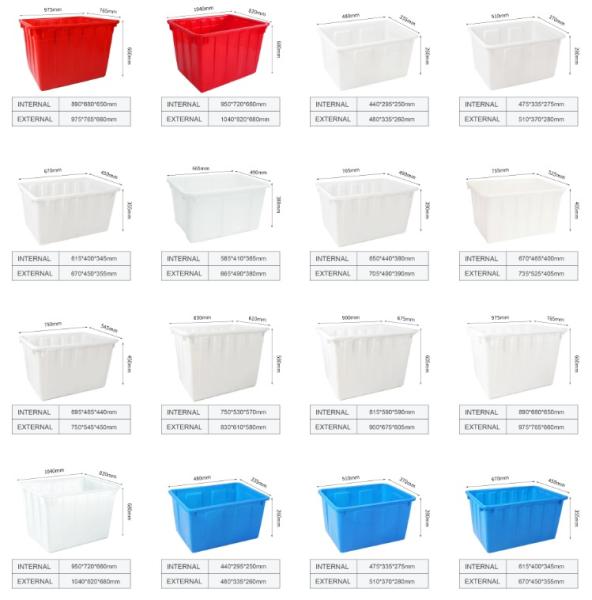 90l 120l 160l 200l 300l 400l Rectangular Nesting Poly Water Storage Tank Lightweight Injection Molded Plastic Express Storage Boxes Low Price Crates for Warehousing