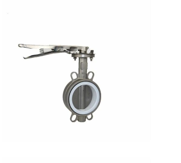 Valva de borboleta de aço inoxidável de aço carbono tipo wafer com assento elástico de PTFE EPDM