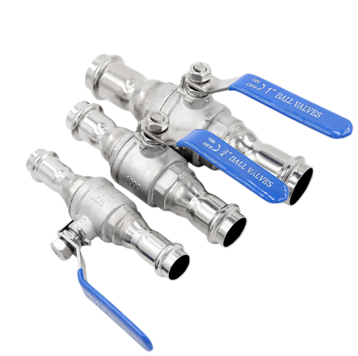 Stainless Steel 304/316 2-Piece Press Fit Ball Valve Full Bore  Manual Lever Handle for Water/Gas/HVAC Systems