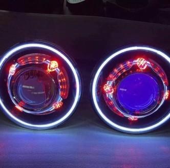 7 inch LED Headlight/HID starry headlights with Devil Demon eye and led COB Angel eye for JEEP JK