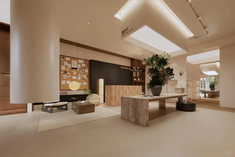 Warm Cream Neutral Tone Women Clothing Store Interior Design with Modular Detachable Display System and Multi-Zone Functional Layout