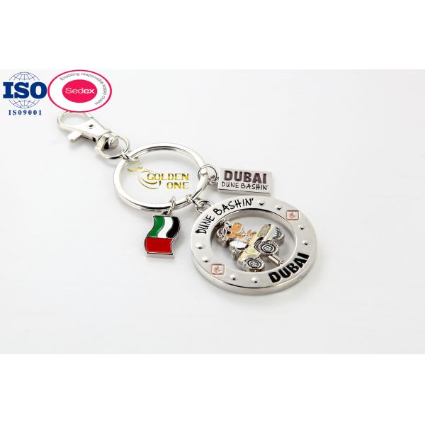 Low Price Accessories Enamel Keyring Shiny Gold Plated add Fake Diamond Letter Heart shape Burj Khalifa Tower Souvenir Keychain