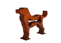 Escultura de aço do cão de Corten do comprimento oxidado de 150cm para o jardim