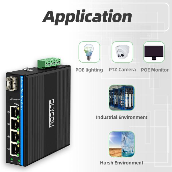 5 портов Гигабит Неуправляемый POE переключатель DC48-52V Электроснабжение Ethernet переключатель для наружного использования