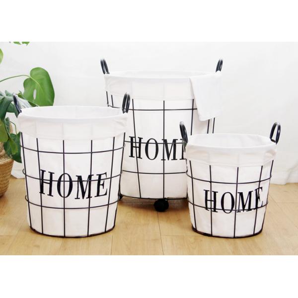 Iron Round Household Laundry Basket North Europe Dirty Clothes Basket Toy Litter Basket