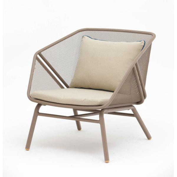 Powder Coated Frame Finish Modern Outdoor Furniture Steel Mesh Leisure Lounge Sets with Soft Cushion Chairs