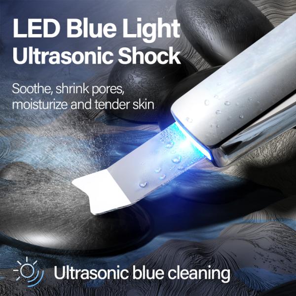 Ultrasonic Facial Skin Scrubber Spatula Deep Cleansing of Blackheads and Pores Face Skin Tool with Red &blue Light