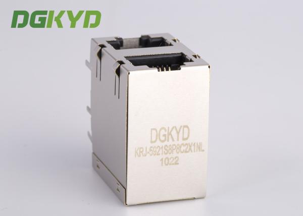 Proteja o conector direito dos ethernet do porto duplo RJ45 de ângulo 2 x 1, 10/100/1000 de BASE-TX