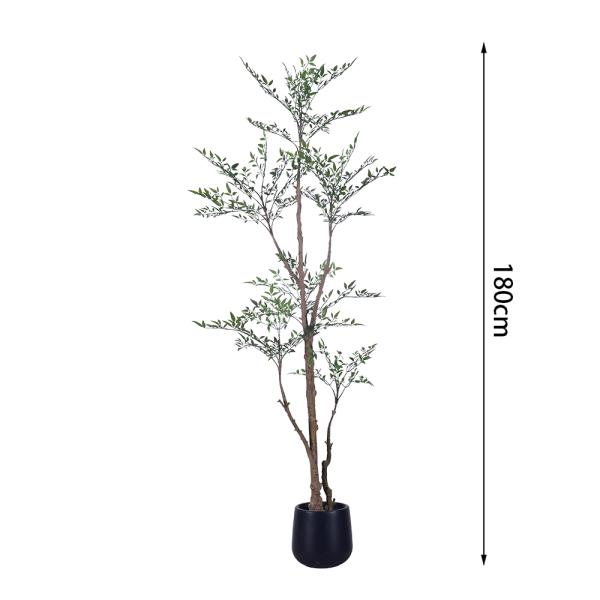 Wholesale Bonsai Red Green Variegated Artificial Plant Nandina Greenery Silk Heavenly Bamboo For Garden Outdoor Decor