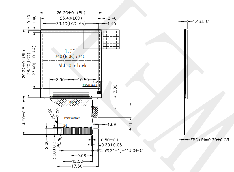 1.3-дюймовый LCD умный носимый дисплей квадратный IPS TFT LCD дисплейная панель