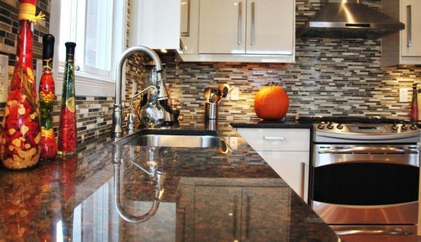 Coffee Brown Granite Kitchen Stone Slab Countertop Table Top Polished  Brushed