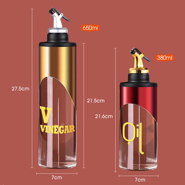 Пустая круглая бутылка стекла 380ml распределителя масла кухни 650ml