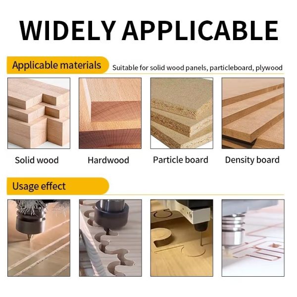 HardBar TCT 3 Flutes Straight Bits Wood Milling Cutter Solid Carbide HRC55/60 for MDF Plywood Chipboard CNC Machine