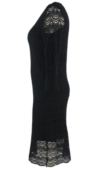 Black Sexy Lace Women Long Dresses Customized Round Neck With Soft Lined