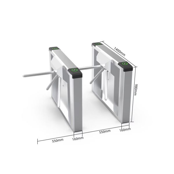 Custom Pedestrian Entry Three Bar Gate Facial Recognition QR Code IC Anti Tailgating Rotating Door