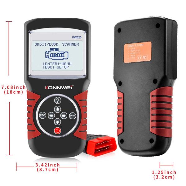 OBDII auto DiagnosticTool KONNWEI KW820 for12V car Displays monitor I / M readiness  5 languages