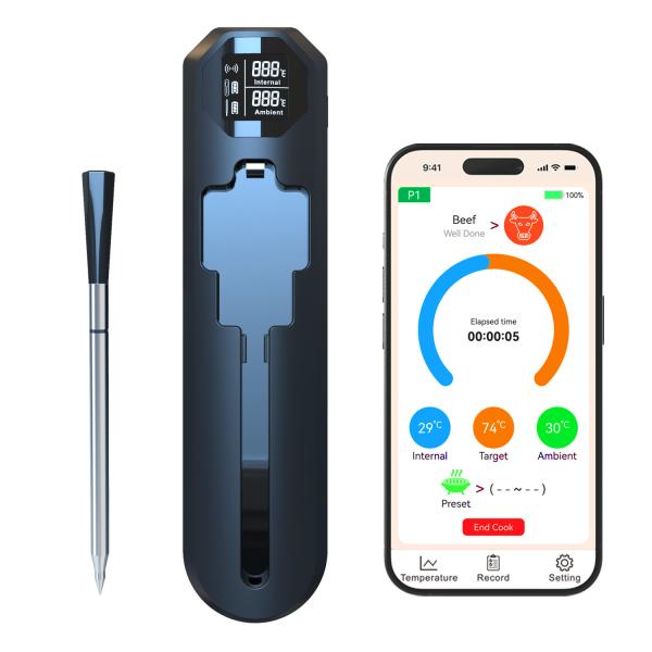 820FT Smart Wireless Meat Thermometer for Kitchen Cooking Outdoor Grilling Digital BBQ Thermometer Controlled by Phone APP